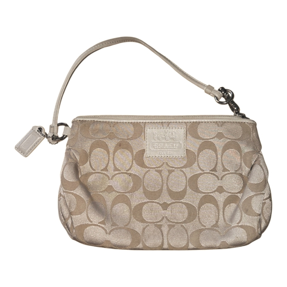 Coach Wristlet Signature Logo Design Leather Accents